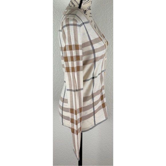 Burberry Ramana Check Wool-Silk Blend Cardigan Sweater, size XS - Picture 5 of 15